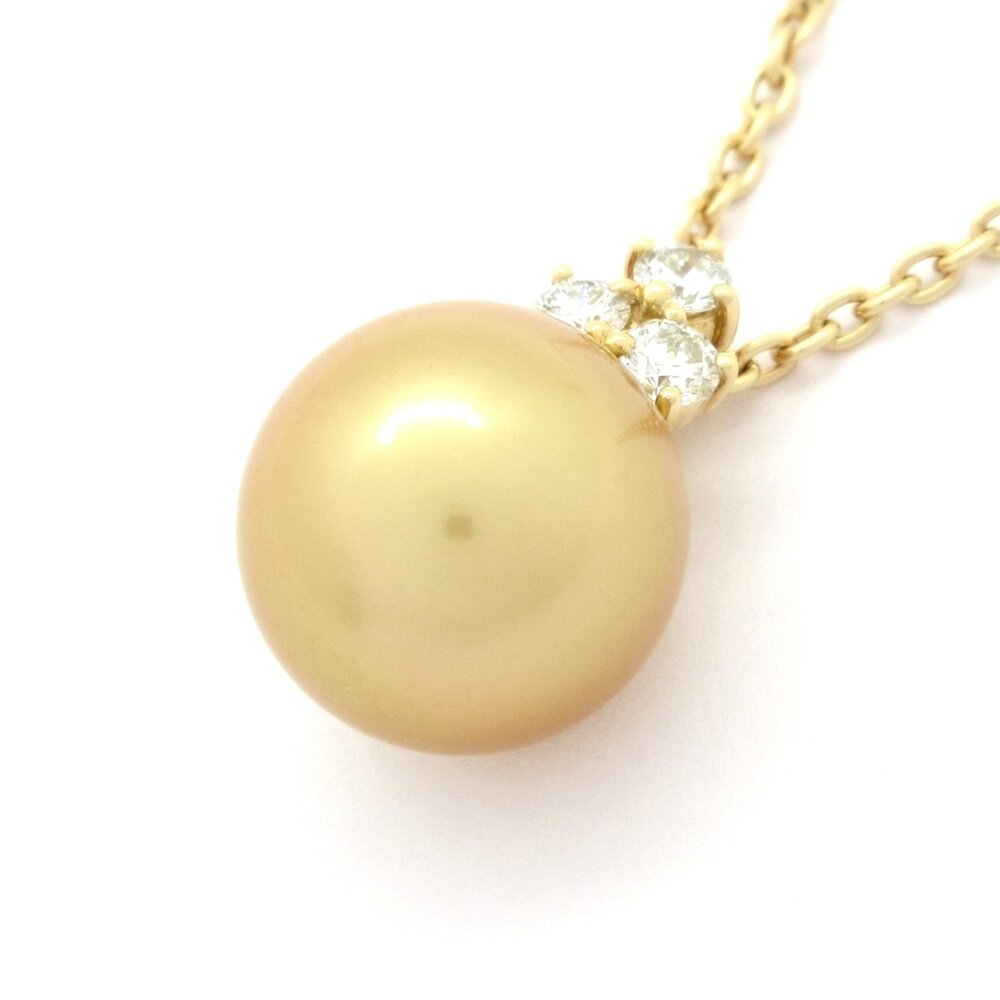 Mikimoto Necklace 18K Yellow Gold Diamond Gold Pearl
